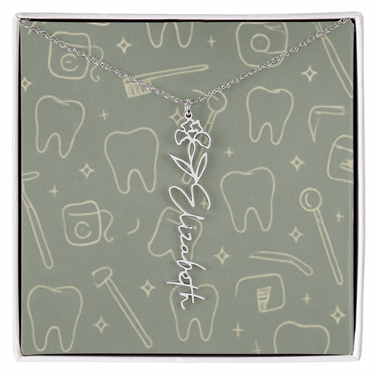 Flower Birth Month Name Custom Necklace RDH RDA CDA EFDA