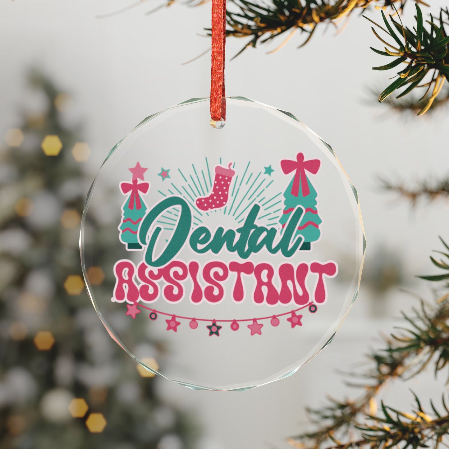 Dental Assistant Crystal Glass Holiday Ornament