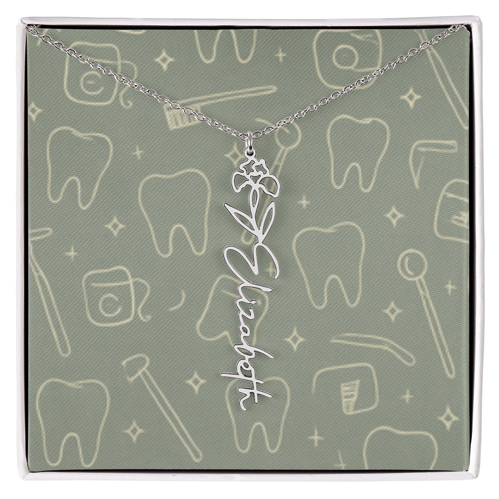 Flower Birth Month Name  Custom Necklace RDH RDA CDA EFDA