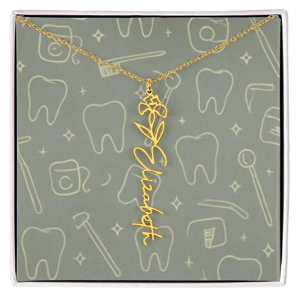 Flower Birth Month Name  Custom Necklace RDH RDA CDA EFDA