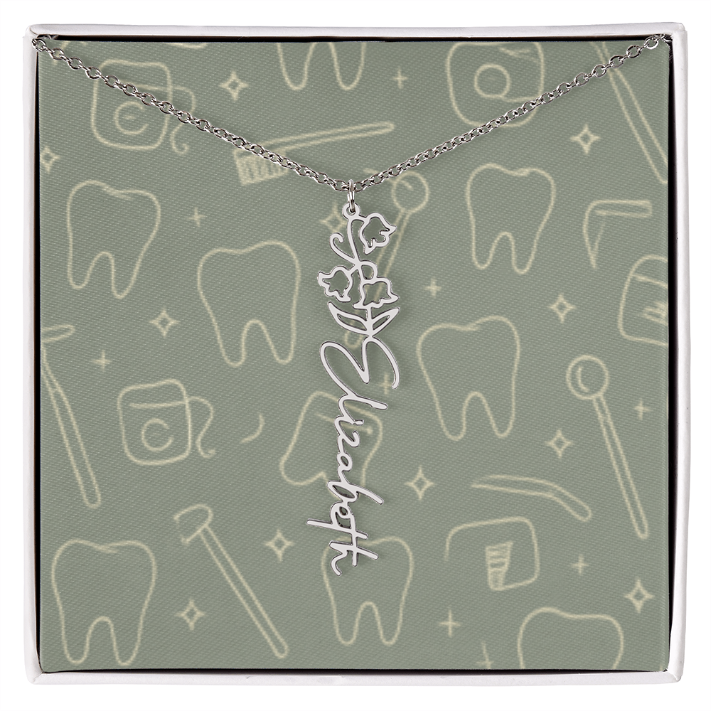 Flower Birth Month Name  Custom Necklace RDH RDA CDA EFDA
