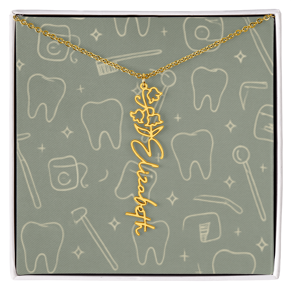 Flower Birth Month Name  Custom Necklace RDH RDA CDA EFDA