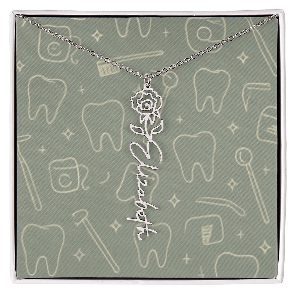 Flower Birth Month Name  Custom Necklace RDH RDA CDA EFDA