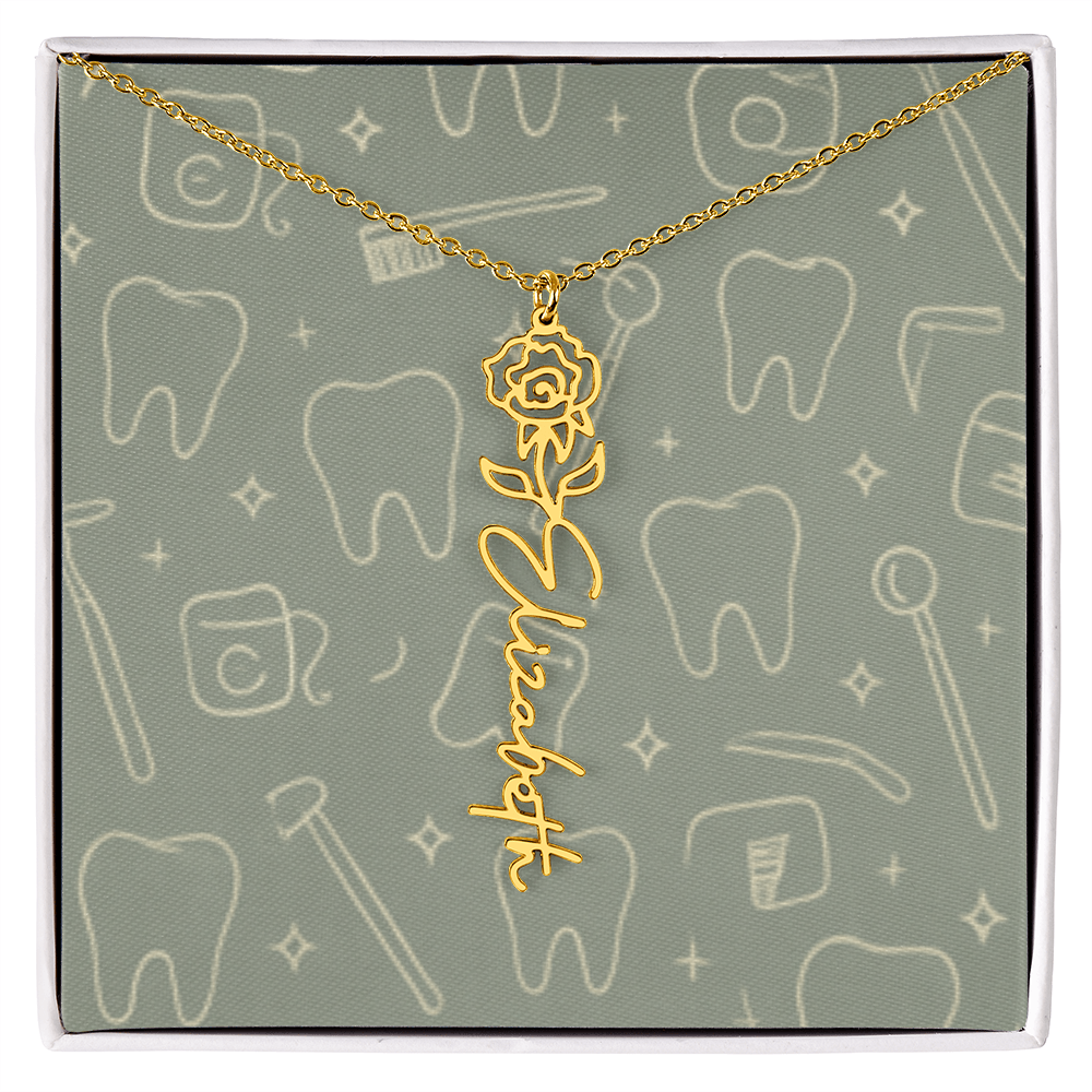 Flower Birth Month Name  Custom Necklace RDH RDA CDA EFDA