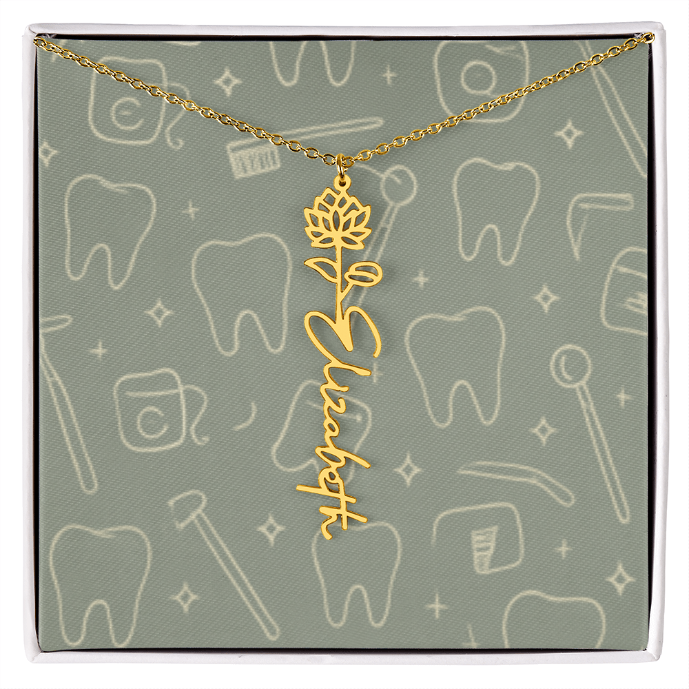 Flower Birth Month Name  Custom Necklace RDH RDA CDA EFDA