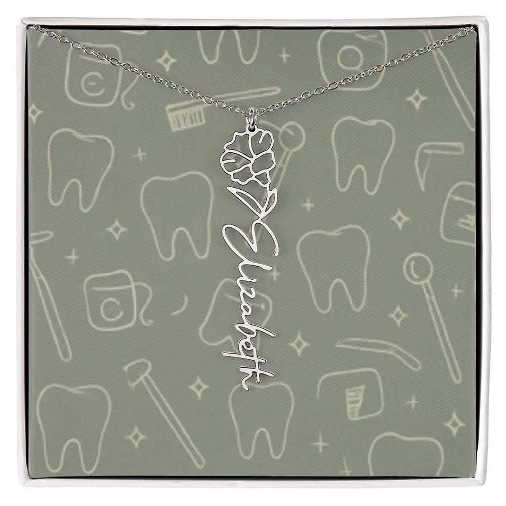 Flower Birth Month Name  Custom Necklace RDH RDA CDA EFDA